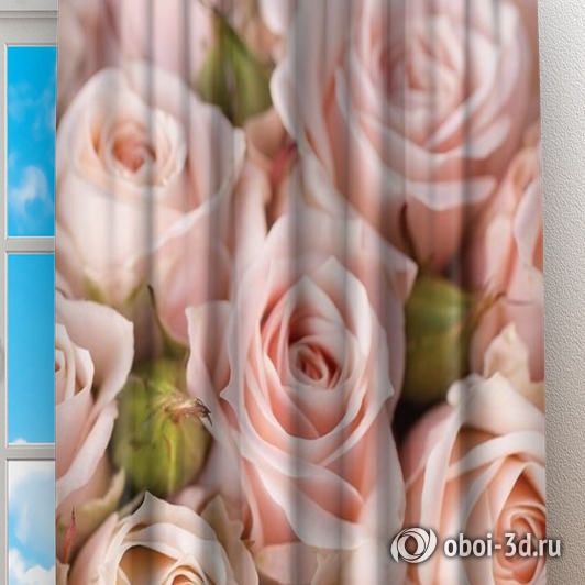 картинка Фотошторы «Кремовые розы» | интернет-магазин фотообоев ARTDECO