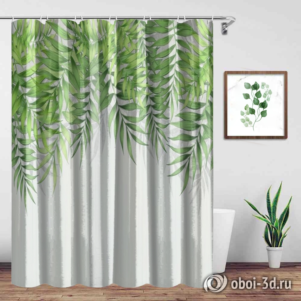 картинка Шторы для ванной «Занавес из сочной листвы» | интернет-магазин фотообоев ARTDECO