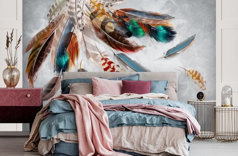 картинка 3D Фотообои «Веер из ярких перьев» | интернет-магазин фотообоев ARTDECO