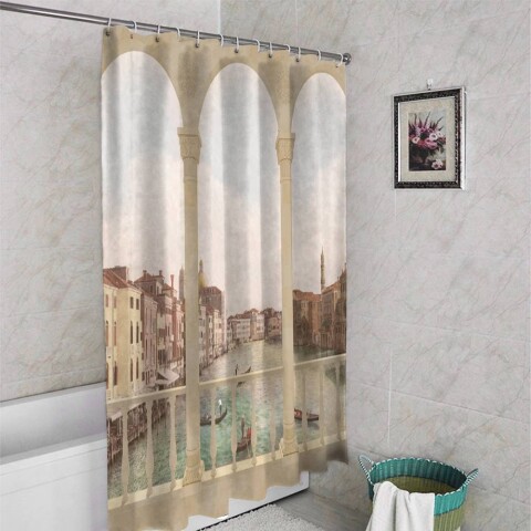 картинка Занавеска для ванной «Балкон в Венеции» | интернет-магазин фотообоев ARTDECO