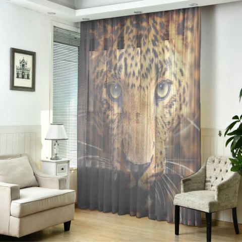 картинка 3D фототюль "Леопард портрет" | интернет-магазин фотообоев ARTDECO