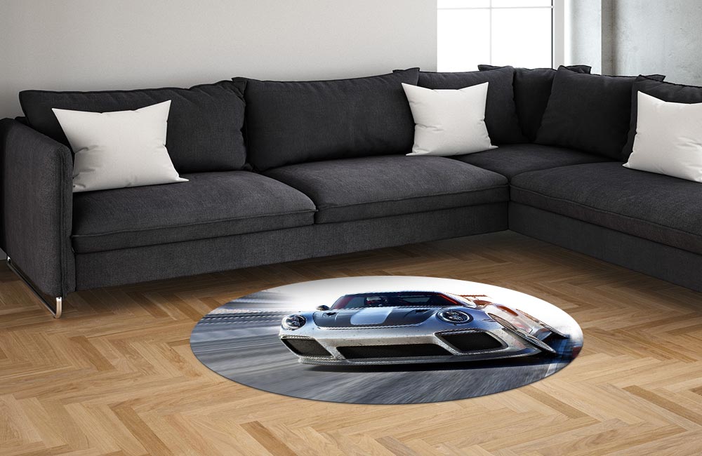 картинка 3D Ковер «Гоночный автомобиль на треке» | интернет-магазин фотообоев ARTDECO