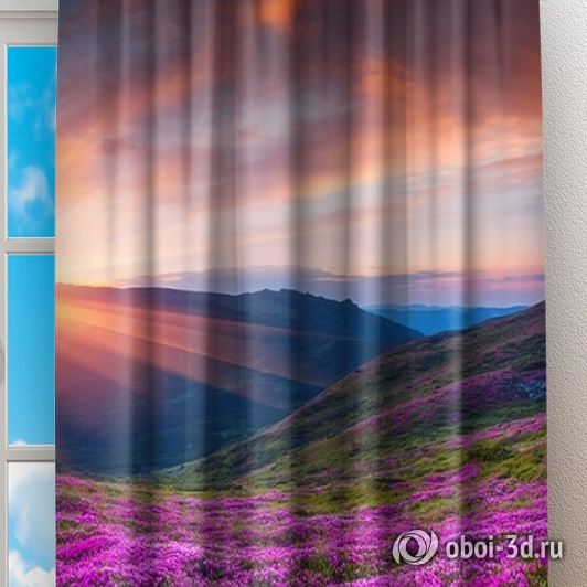 картинка Фотошторы «Рассвет на цветочной поляне» | интернет-магазин фотообоев ARTDECO