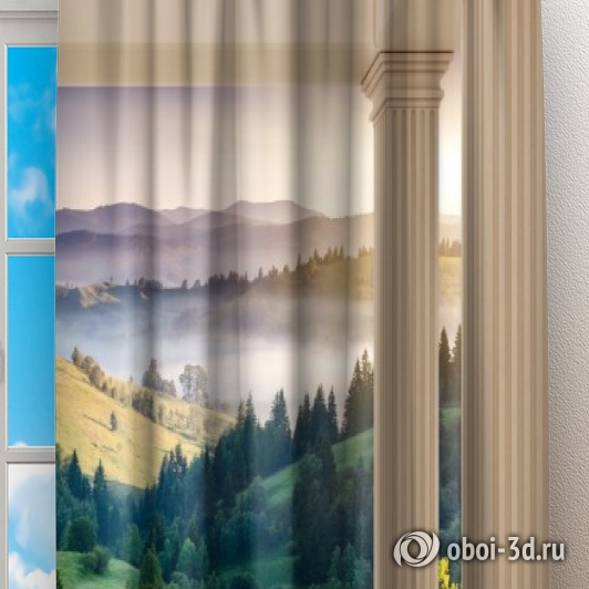 картинка Фотошторы «Балкон с видом на альпийское утро» | интернет-магазин фотообоев ARTDECO