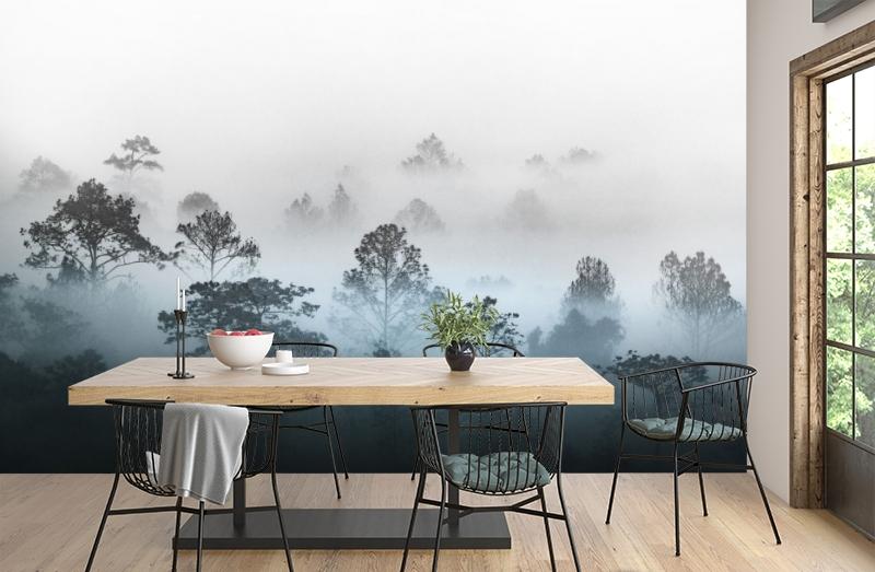 картинка 3D Фотообои «Вершины деревьев сквозь туман» | интернет-магазин фотообоев ARTDECO