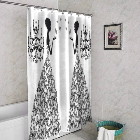 картинка 3D фотоштора для ванной «Принцесса Батерфляй» | интернет-магазин фотообоев ARTDECO
