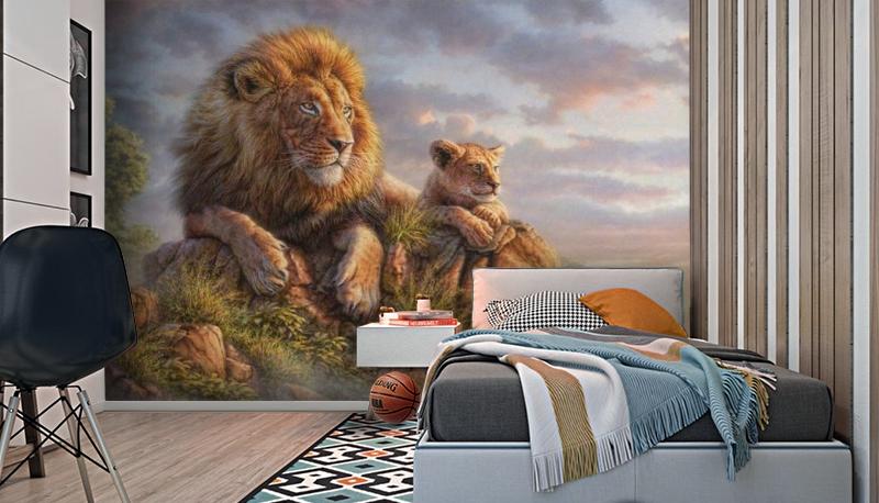 картинка 3D Фотообои «Величественные львы» | интернет-магазин фотообоев ARTDECO