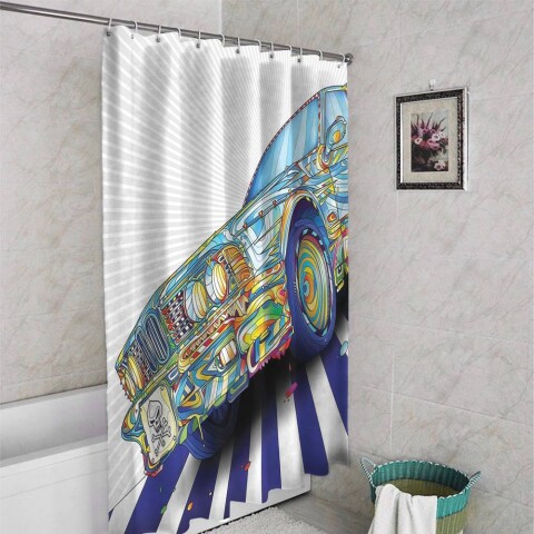 картинка 3D штора для ванной «Красочный бумер» | интернет-магазин фотообоев ARTDECO