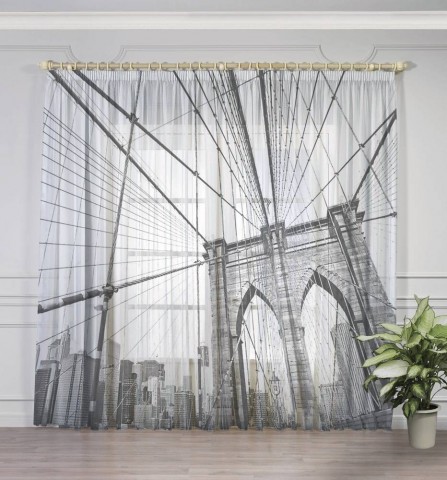 картинка Оконный 3D тюль "Мост Нью-Йорка" | интернет-магазин фотообоев ARTDECO