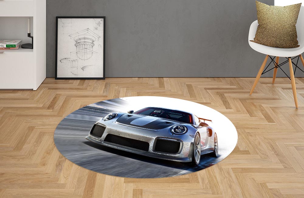 картинка 3D Ковер «Гоночный автомобиль на треке» | интернет-магазин фотообоев ARTDECO