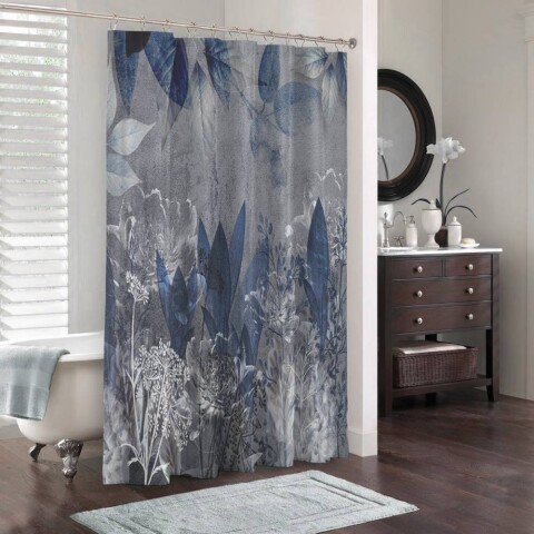 картинка 3D занавеска в ванную комнату «Вечер цвета индиго» | интернет-магазин фотообоев ARTDECO