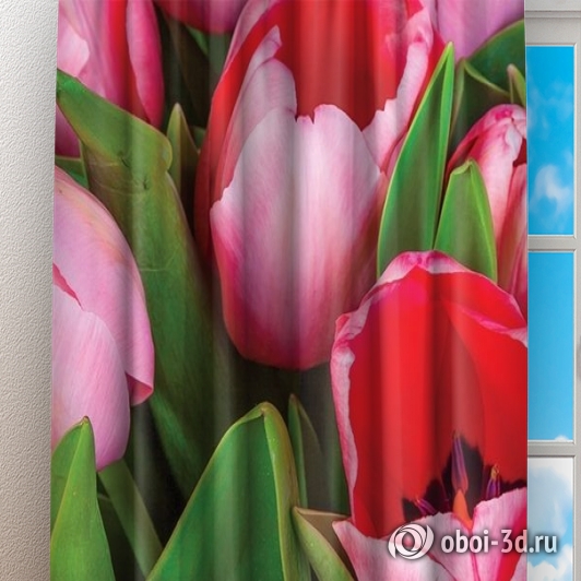 картинка Фотошторы «Букет тюльпанов» | интернет-магазин фотообоев ARTDECO