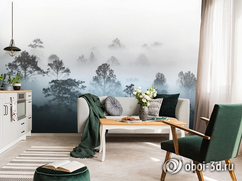 картинка 3D Фотообои «Вершины деревьев сквозь туман» | интернет-магазин фотообоев ARTDECO