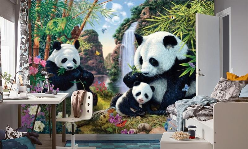картинка 3D Фотообои «Семейство панд» | интернет-магазин фотообоев ARTDECO