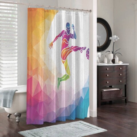 картинка Штора для ванной «Красочный футболист» | интернет-магазин фотообоев ARTDECO