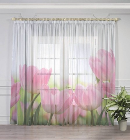 картинка Фототюль "Нежные розовые тюльпаны" | интернет-магазин фотообоев ARTDECO