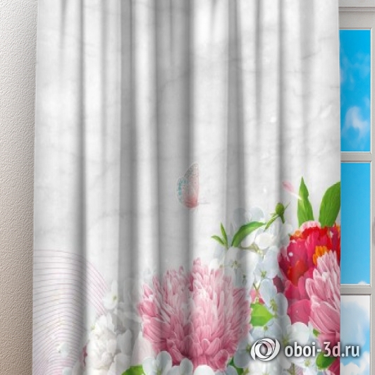 картинка Фотошторы «Нежно-розовые хризантемы» | интернет-магазин фотообоев ARTDECO