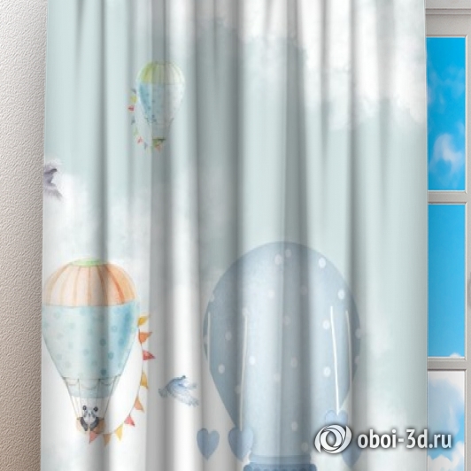 картинка Фотошторы «Облачная даль с акварельными шарами» | интернет-магазин фотообоев ARTDECO
