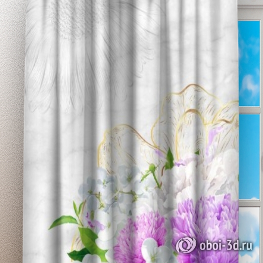 картинка Фотошторы «Бабочки над букетом хризантем» | интернет-магазин фотообоев ARTDECO