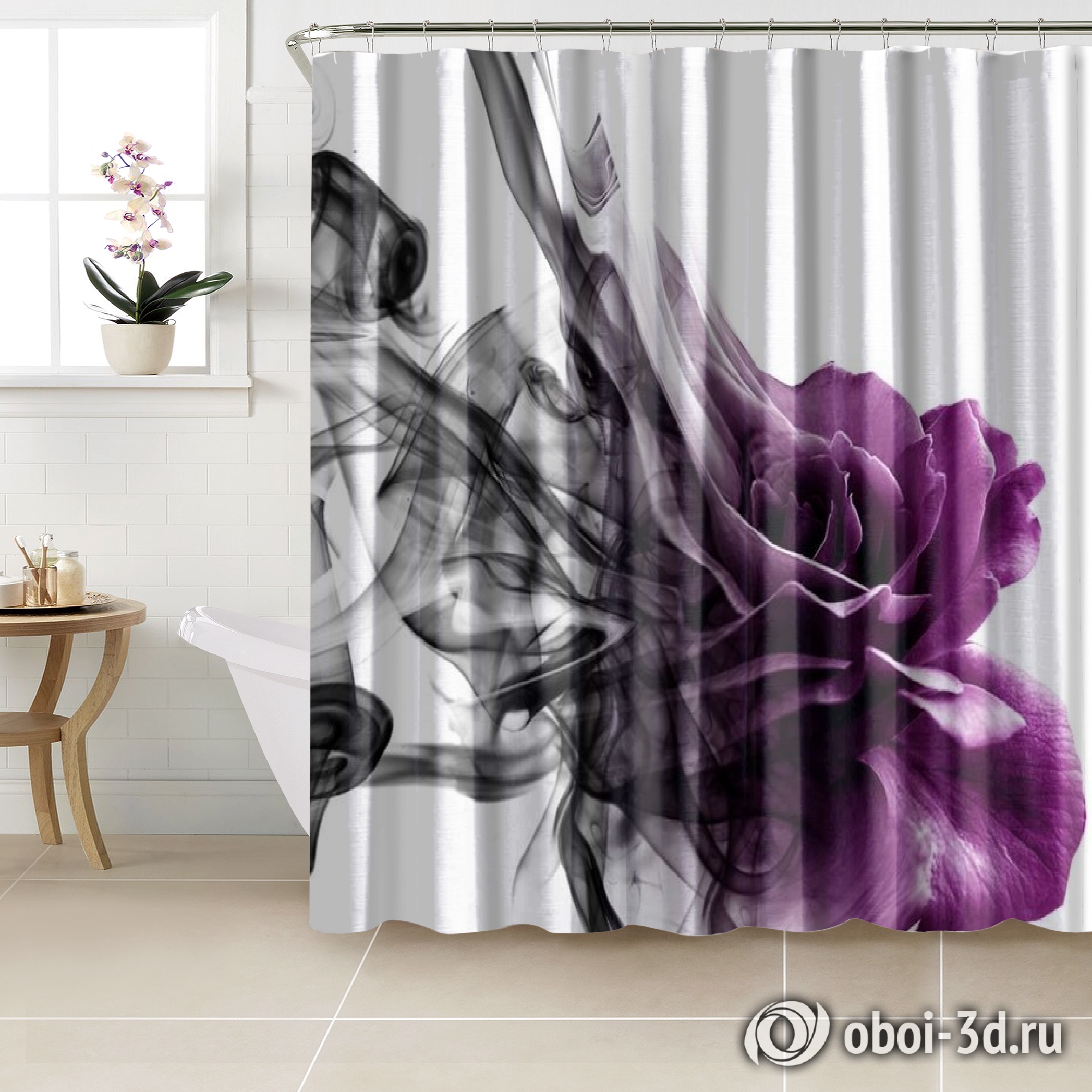 картинка Шторы для ванной «Лиловая фантазия» | интернет-магазин фотообоев ARTDECO