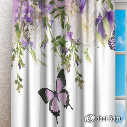 картинка Фотошторы «Сиреневые бабочки» | интернет-магазин фотообоев ARTDECO