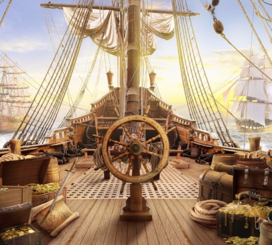 картинка Фототюль «Штурвал пиратского корабля» | интернет-магазин фотообоев ARTDECO