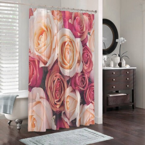 картинка 3D фото занавеска для ванной «Ассорти из роз» | интернет-магазин фотообоев ARTDECO