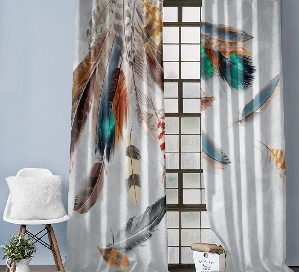 картинка Фотошторы «Веер из ярких перьев» | интернет-магазин фотообоев ARTDECO