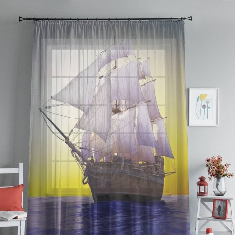 картинка Тюль для штор "Старый корабль в открытом океане" | интернет-магазин фотообоев ARTDECO