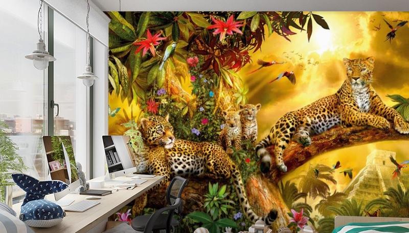 картинка 3D Фотообои «Семья леопардов» | интернет-магазин фотообоев ARTDECO