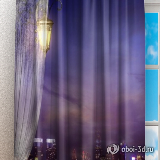 картинка Фотошторы «Балкон с видом на ночной город» | интернет-магазин фотообоев ARTDECO