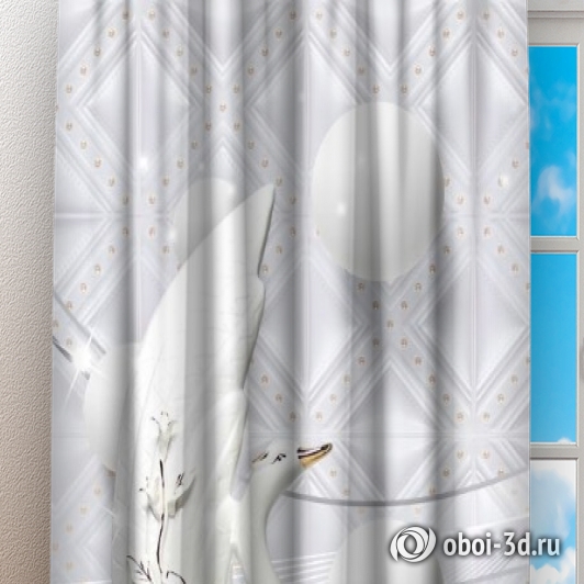 картинка Фотошторы «Керамические лебеди с белыми шарами» | интернет-магазин фотообоев ARTDECO