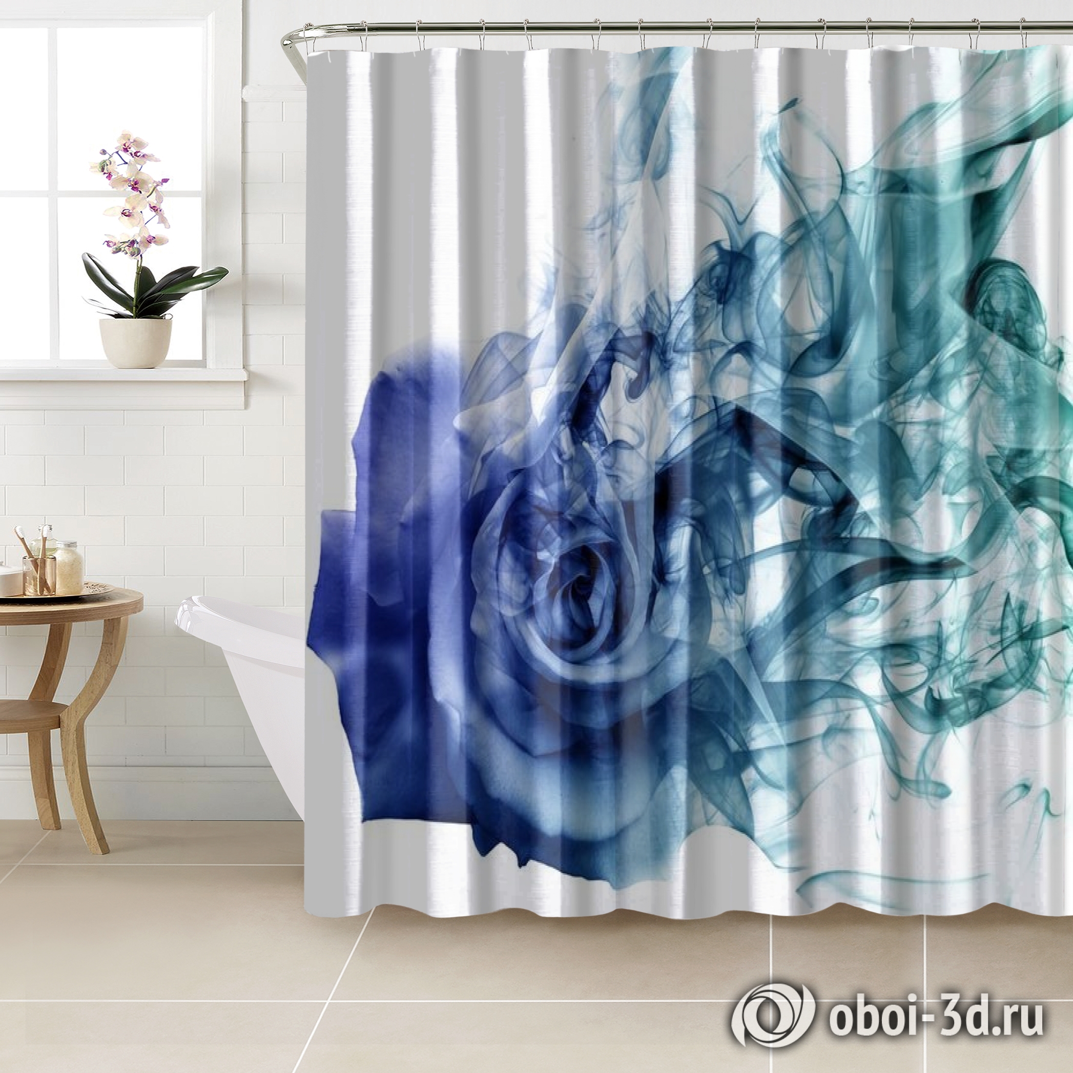 картинка Шторы для ванной «Роза в небесной дымке» | интернет-магазин фотообоев ARTDECO