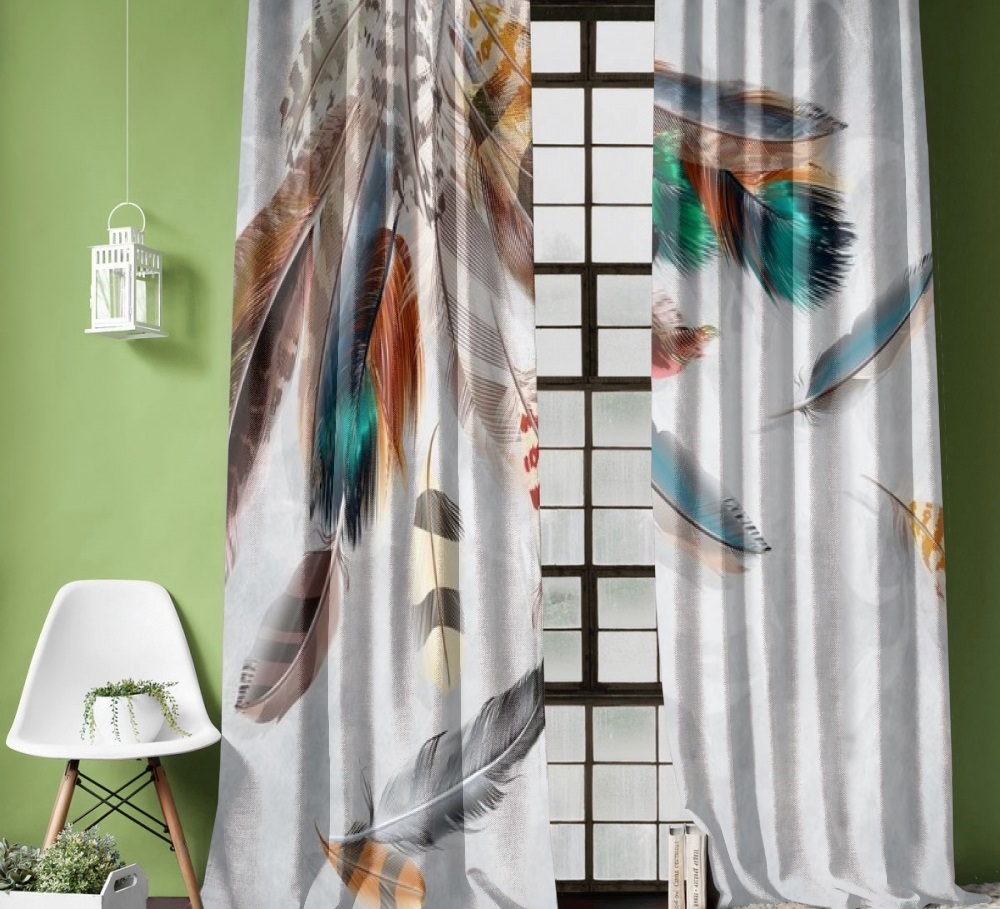 картинка Фотошторы «Веер из ярких перьев» | интернет-магазин фотообоев ARTDECO