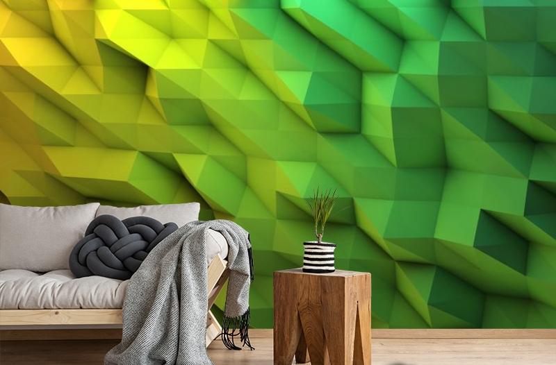 картинка 3D Фотообои «Зеленые полигоны» | интернет-магазин фотообоев ARTDECO