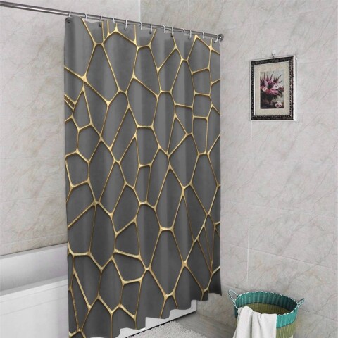 картинка 3D занавеска для ванной «Золотая паутина» | интернет-магазин фотообоев ARTDECO