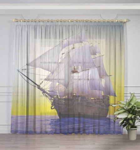 картинка Тюль для штор "Старый корабль в открытом океане" | интернет-магазин фотообоев ARTDECO