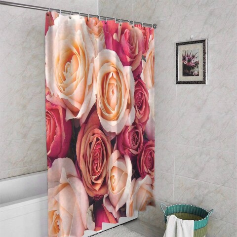 картинка 3D фото занавеска для ванной «Ассорти из роз» | интернет-магазин фотообоев ARTDECO