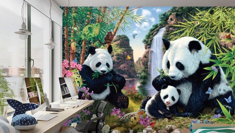 картинка 3D Фотообои «Семейство панд» | интернет-магазин фотообоев ARTDECO