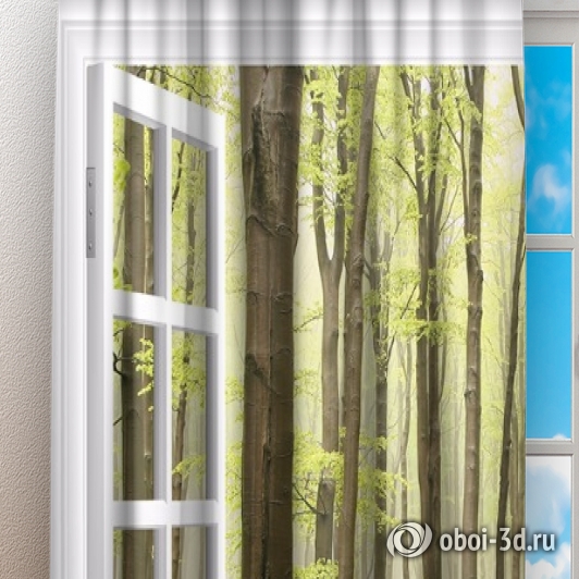 картинка Фотошторы «Окно с видом на зеленый лес» | интернет-магазин фотообоев ARTDECO