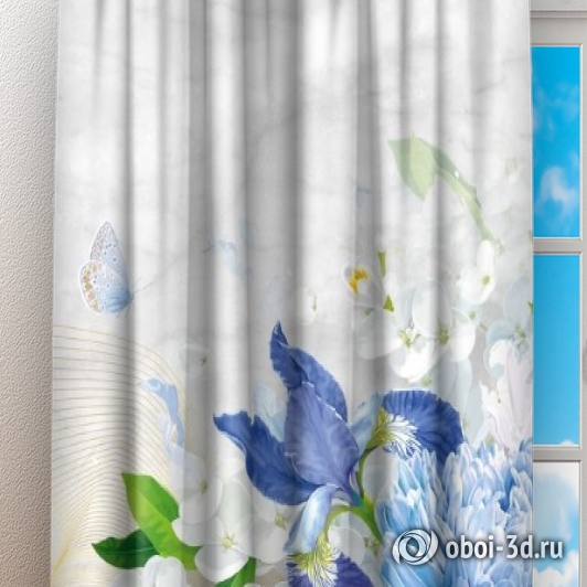 картинка Фотошторы «Небесно-голубые цветы» | интернет-магазин фотообоев ARTDECO