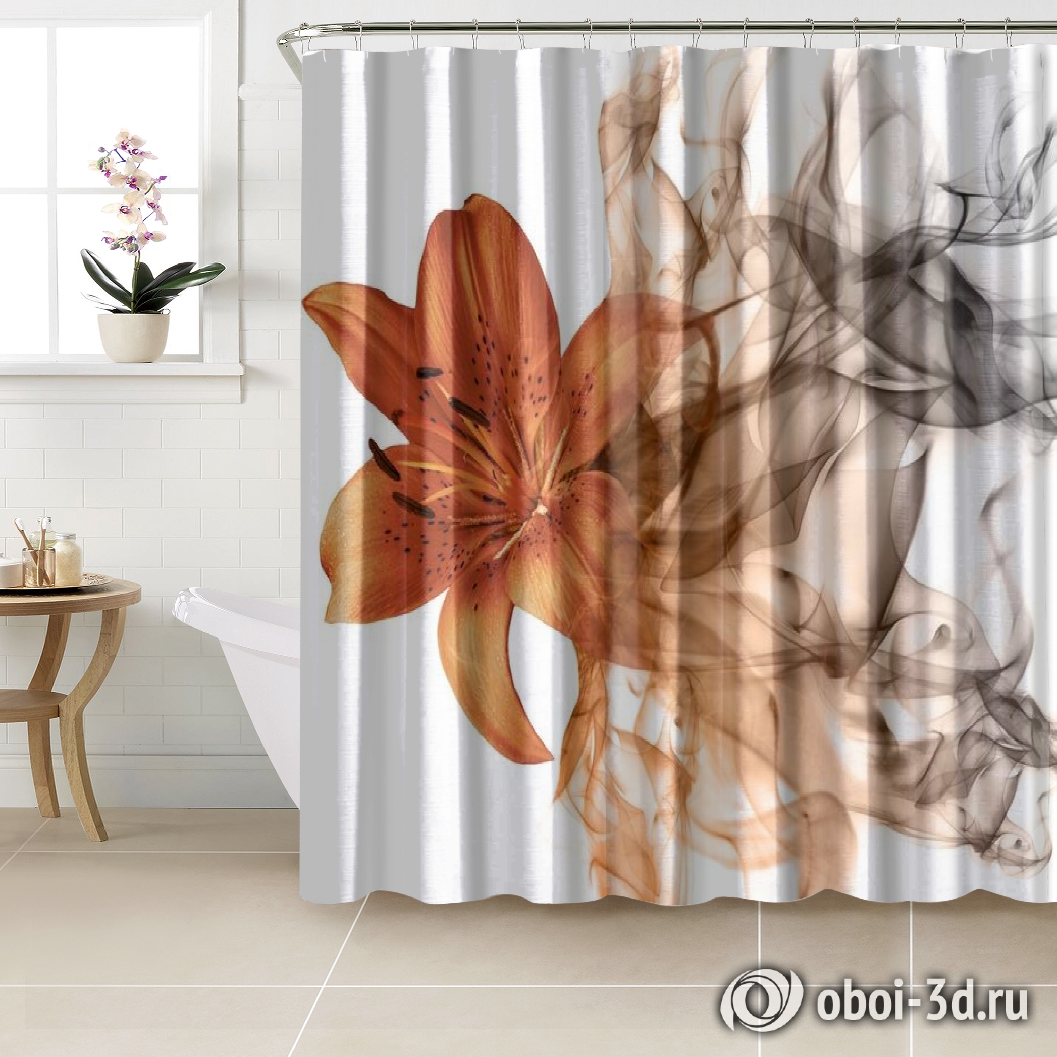 картинка Шторы для ванной «Огненная лилия» | интернет-магазин фотообоев ARTDECO