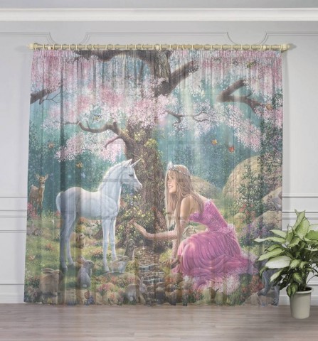 картинка Тюль для штор "Принцесса в цветущем саду" | интернет-магазин фотообоев ARTDECO