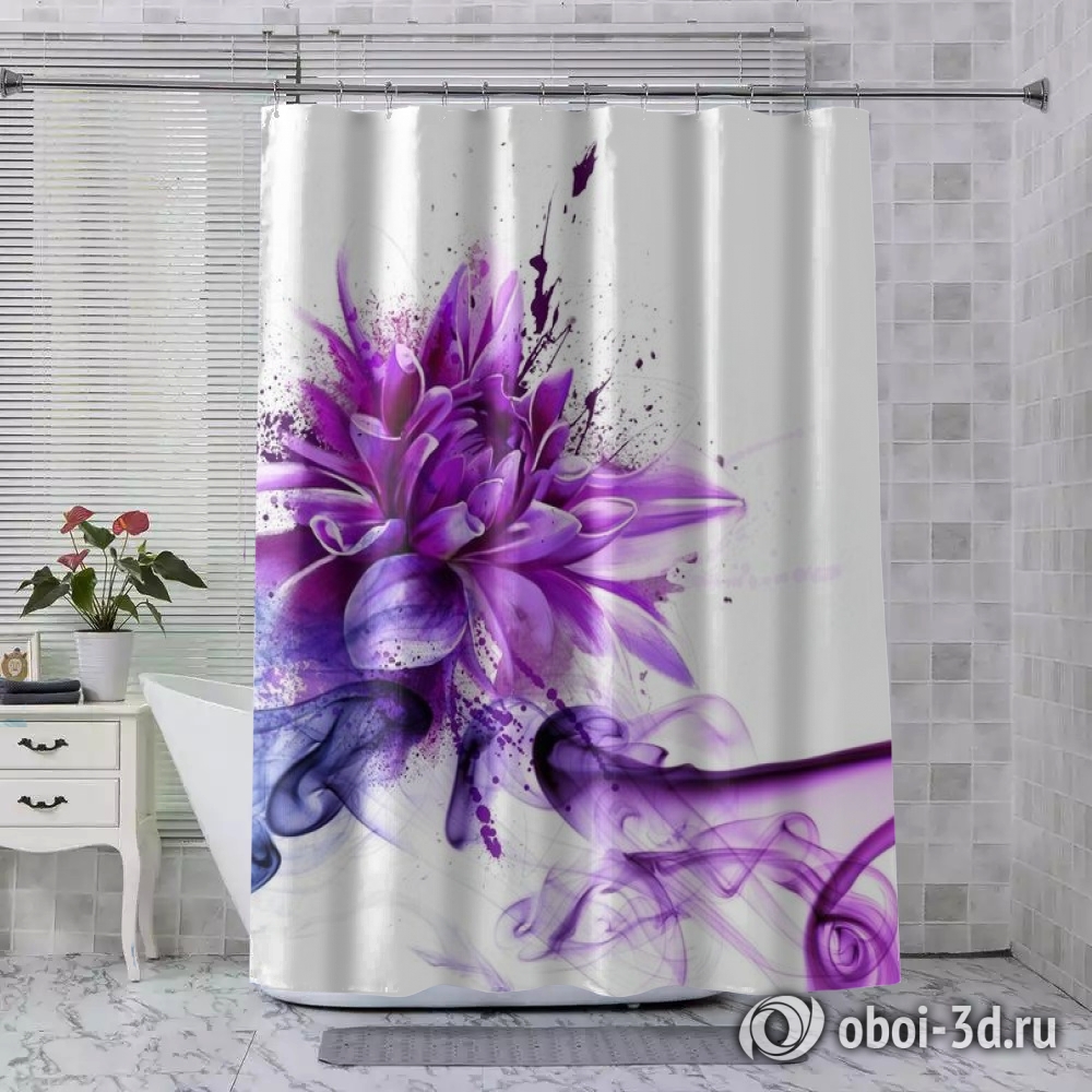 картинка Шторы для ванной «Красочная хризантема» | интернет-магазин фотообоев ARTDECO