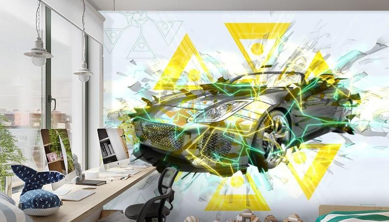 картинка 3D Фотообои «Кабриолет в абстрактном стиле» | интернет-магазин фотообоев ARTDECO