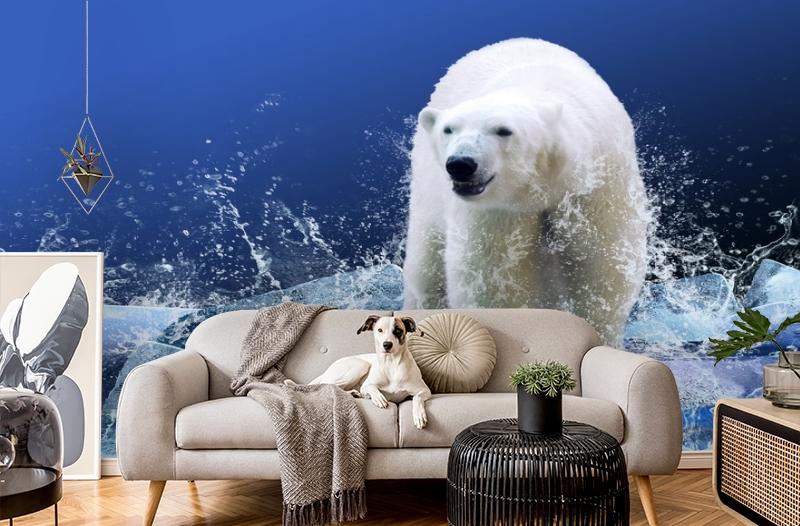 картинка 3D Фотообои «Белый медведь на льдине» | интернет-магазин фотообоев ARTDECO