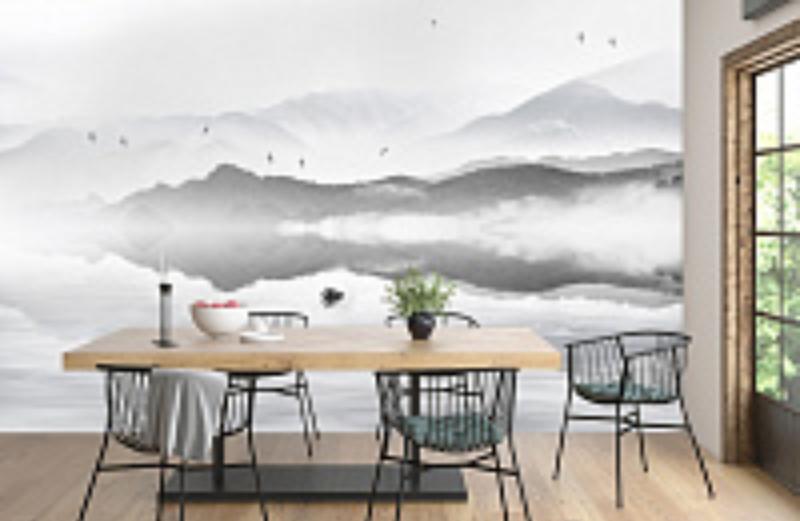 картинка 3D Фотообои «Одинокая лодка в тумане» | интернет-магазин фотообоев ARTDECO