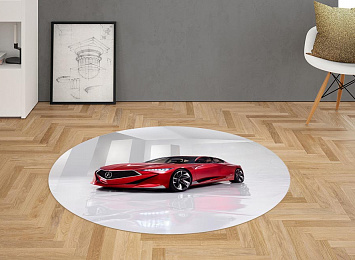 3D Ковер «Красное авто с отражением в глянце»