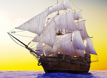 Плед «Старый корабль в открытом океане»