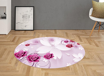 3D Ковер «Объемная инсталляция с бутонами роз под керамику»